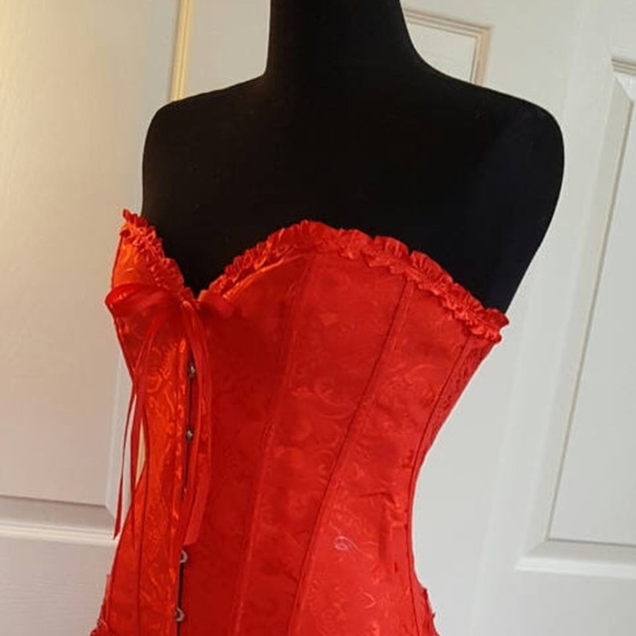 red corset wedding dress